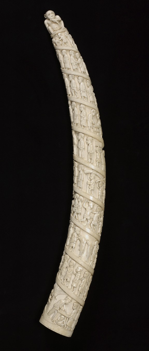 Elephant Tusk with Scenes of African life