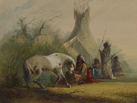 Shoshone Indian and his Pet Horse