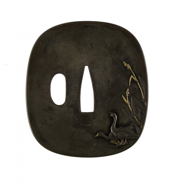 Tsuba with Geese and Autumn Reeds