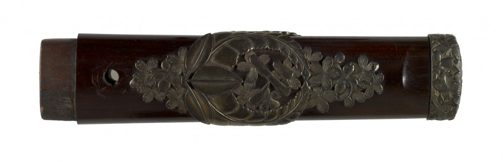 Tsuka with Cherry Blossoms, Wisteria Crest and Peony Crest