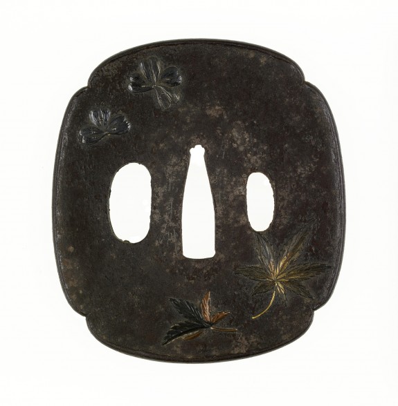 Tsuba with Maple Leaves and Cherry Blossoms