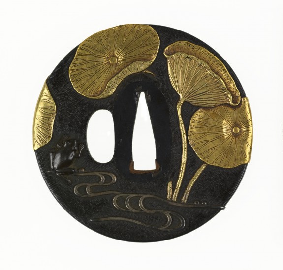 Tsuba with a Frog in a Lotus Pond