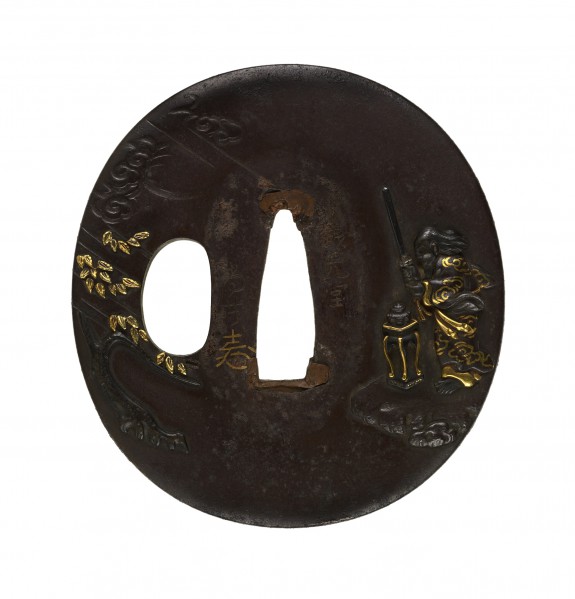 Tsuba with the Chinese General Komei Changing the Direction of the Wind