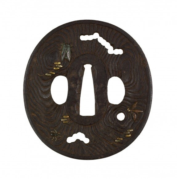 Tsuba with Insects on Old Weathered Wood
