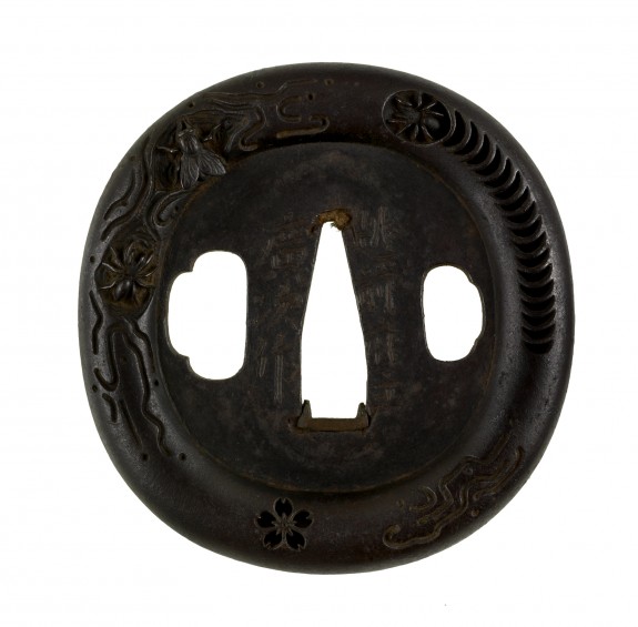 Tsuba with Fly and Spiders