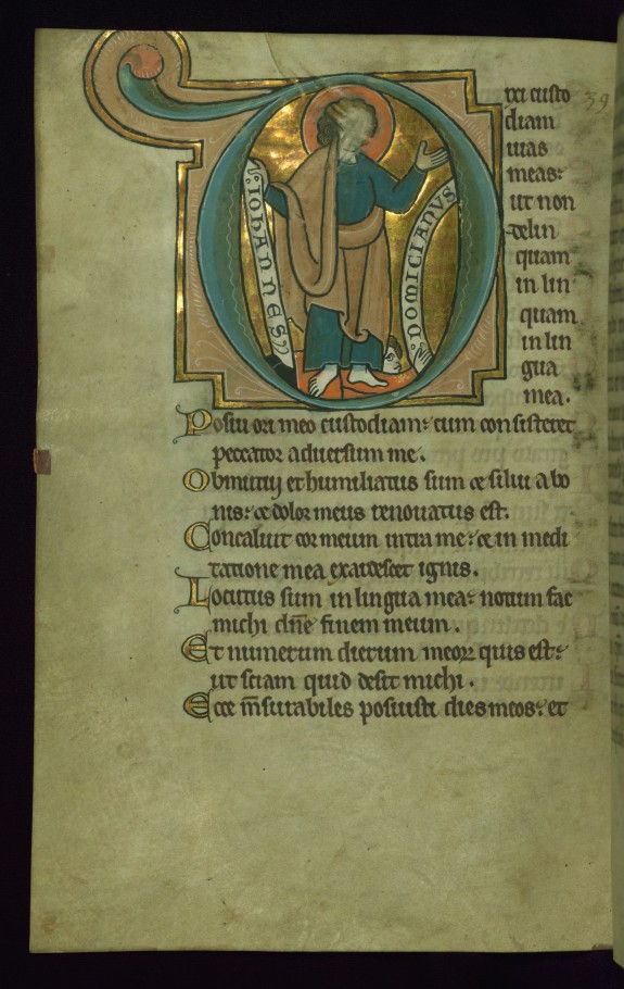 Leaf from the Touke Psalter: Psalm 38, Initial 