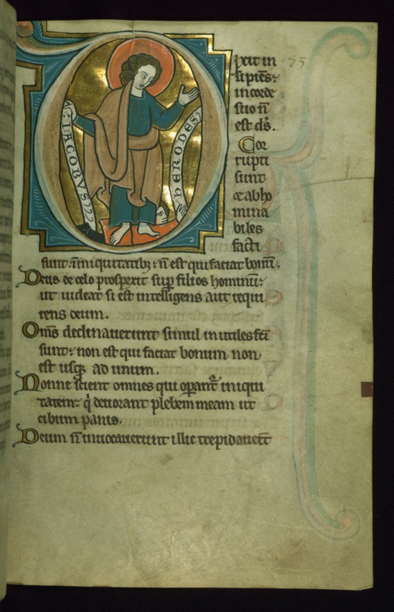 Leaf from the Touke Psalter: Psalm 52, Initial 
