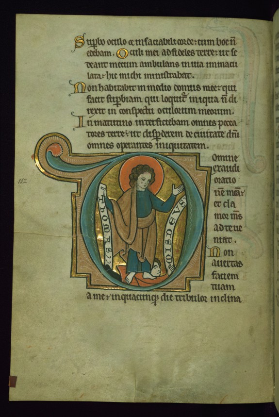 Leaf from the Touke Psalter: Psalm 101, Initial 