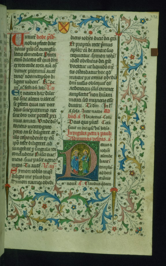 Leaf from Breviary: Saints Peter and Paul from Sanctorale, Initial P