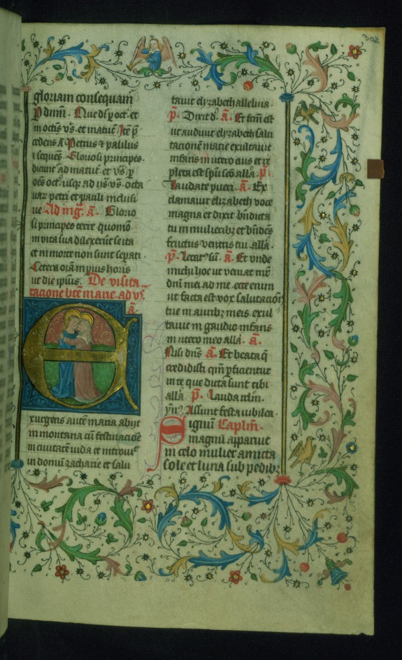 Leaf from Breviary: Visitation from Sanctorale, Initial E