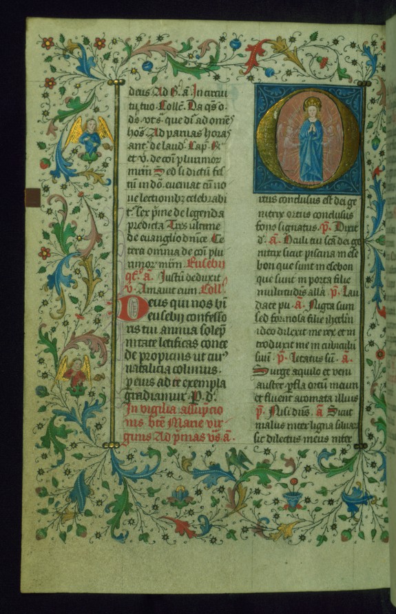 Leaf from Breviary: Assumption of the Virgin from Sanctorale, Initial O