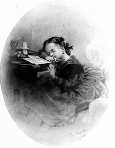 Image for Little Girl Drowsing Over Her Drawing (Portrait of Jennie Walters?)
