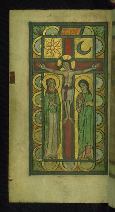 Image for Leaf from Helmarshausen Psalter: Christ on the Cross with Mary and Saint John