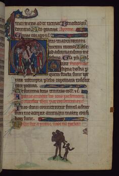 Image for Christ Carrying the Cross; ape family, from a marginal cycle of images of the funeral of Renard the Fox