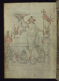 Image for Leaf from a Homilary: the Resurrection with Augustinian Nuns in Margin