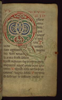Image for Leaf from Claricia Psalter: Claricia Swinging on Initial Q