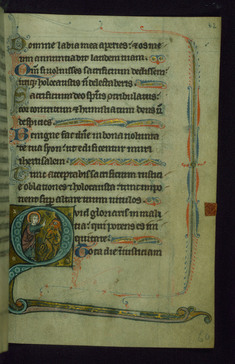 Image for Leaf from Psalter of Jernoul de Camphaing: Initial Q with Christ Driving Away Devil