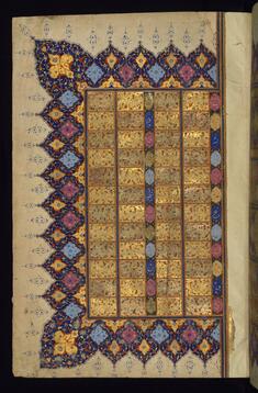 Image for Left Side of a Double-page Table of Divination (Bibliomancy or tafa'ul)