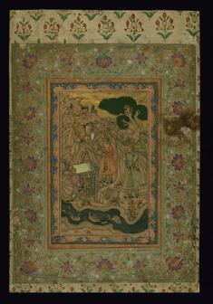 Image for Single Leaf of a Mughal Emperor with a Document