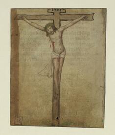 Image for Single Leaf and Fragment with Crucifixion and Colophon