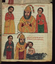 Image for Above: How the Jew went to the residence of the Metropolitan when he was cured; Below: How the Metropolitan baptized the Jew