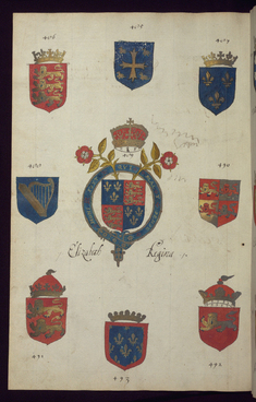 Image for Leaf from a Book of English Heraldry: Arms of Elizabeth Regina