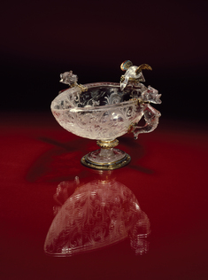 Image for Footed Bowl with Birds Drinking from Basin