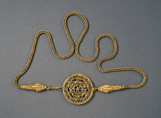 Image for Necklace with Large Open-Work Disk and Snakes' Head Closure