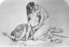 Image for Woman and Child Mourning Over Fallen Warrior