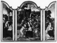 Image for Triptych with the Adoration of the Magi, the Nativity, and the Rest on the Flight into Egypt