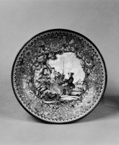 Image for Saucer with European Idyllic Scenes Over Millefleur