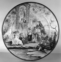 Image for One of a Pair of Platters with a Pastoral Scene
