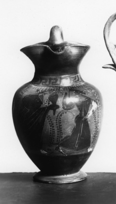 Image for Oinochoe with Dionysus and Bacchante
