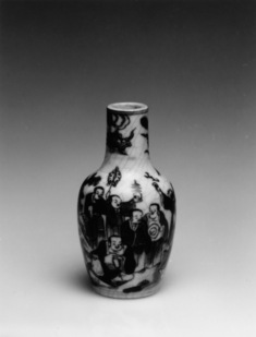 Image for Snuff Bottle with Buddhist Saints, One Carried Aloft by a Phoenix