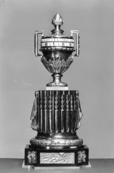 Image for Clock in form of urn on truncated fluted column
