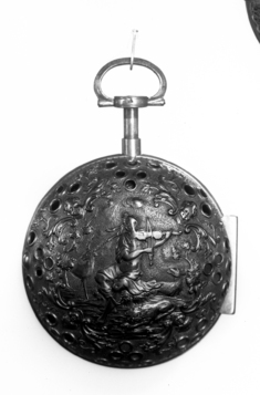 Image for Watch in a double case decorated with a relief of Orpheus playing a violin with animals