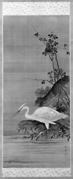 Image for Scroll painting of White Heron in a Lotus Pond