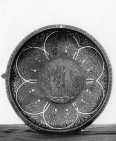 Image for Liturgical plate with knight kneeling before a lady