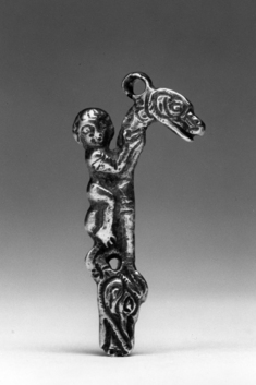 Image for Silver pendant with boy riding a dragon