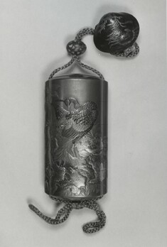 Image for Inro Depicting Peacocks and Peonies with Netsuke in Shape of a Clam