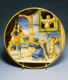 Image for Plate with Hypermnestra Watching Lynceus Take Her Father's Crown