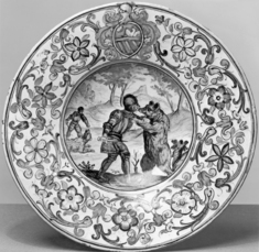 Image for Plate with Two Knights Fighting Bears