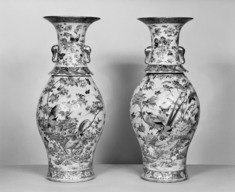 Image for Pair of Vases with Flowers, Insects, and Birds