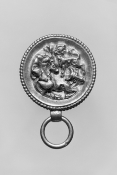 Image for Pendant in the Form of a Round Box with Lions Attacking a Bull
