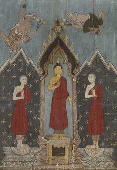Image for The Buddha with his disciples Sariputta and Moggalana