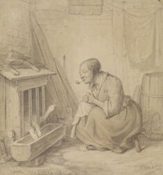 Image for Old Woman with Pipe and Geese