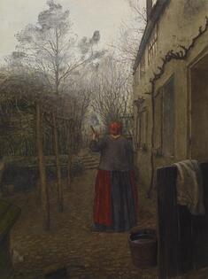 Image for Woman Sweeping the Yard outside the Inn at Vaugirard
