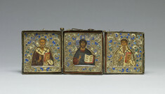 Image for Triptych Icon of Christ, Saint Nicholas, and Saint Blaise