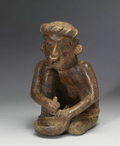 Image for Polychrome Seated Old Female Figure with Bowl