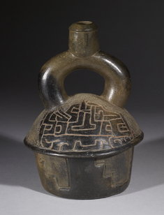 Image for Stirrup spout vessel with supernatural being's head